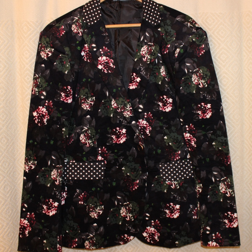 LUXURY GENTLEMEN FLORAL BLAZER WITH POLKA DOTS